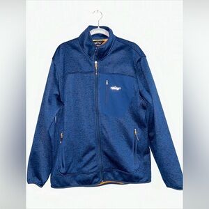 ORVIS Sweatshirt Men's MEDIUM Blue Full Zip Pocket High Neck Logo Fleece